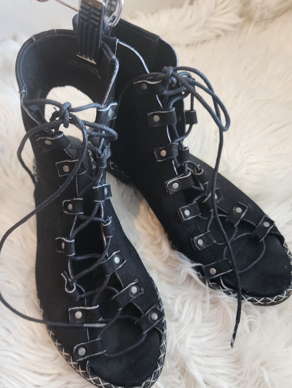 Free People Edgewater Lace Up Sandal size 6.5 MSRP: $168 Black Leather - Picture 10 of 15